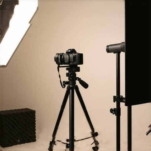 A professional creator adjusting studio lighting and audio equipment for better content quality.