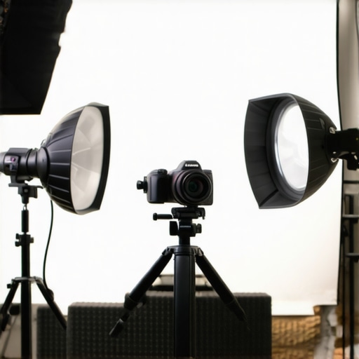 Professional Studio Lighting and Gear Setup A high-end creator studio setup with controlled lighting and professional camera gear