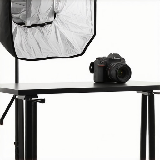 A professional content creator studio setup featuring a softbox and rim lighting for depth.