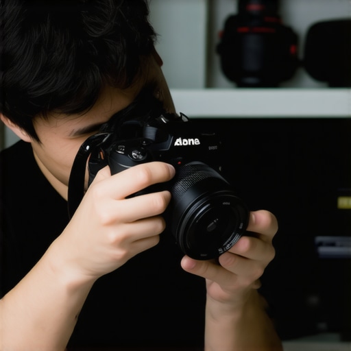 Creator cleaning a camera lens with professional tools in a studio