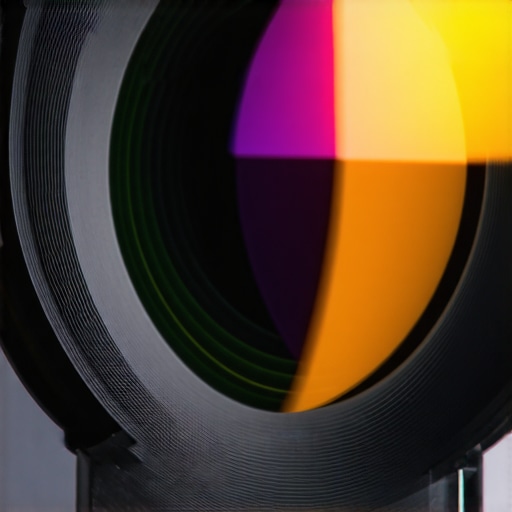 Professional camera lens optical elements macro Detailed close-up of camera lens optics reflecting studio lights to illustrate focus shift and calibration challenges.
