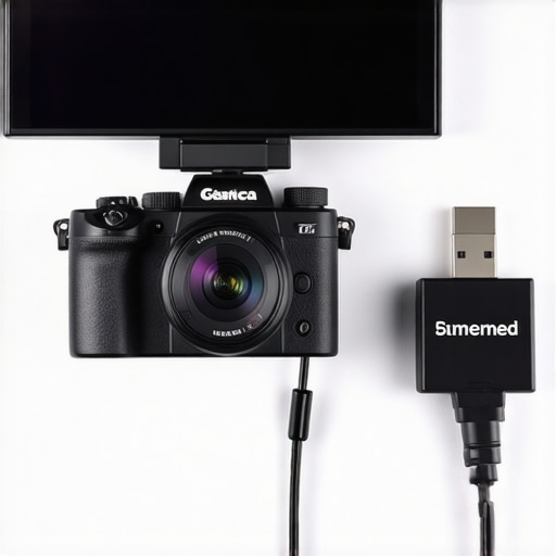 A mirrorless camera setup with external monitor and HDMI cables for bypassing recording limits