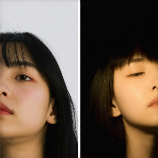 Comparison between poor flat lighting and professional cinematic lighting for video content creators.