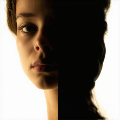 Comparison of soft light and harsh shadow effects on a creator's face in a studio.