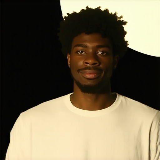 A desk lamp used as a rim light with a white t-shirt for diffusion in a video studio.