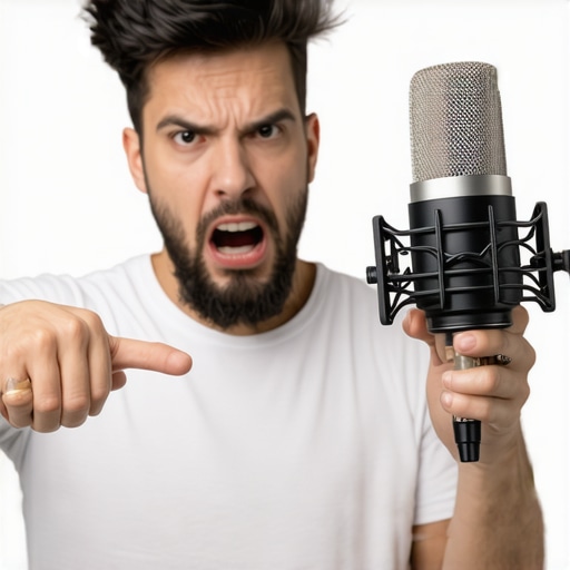 A creator troubleshooting audio issues with expensive gear and a USB hub in a home studio.