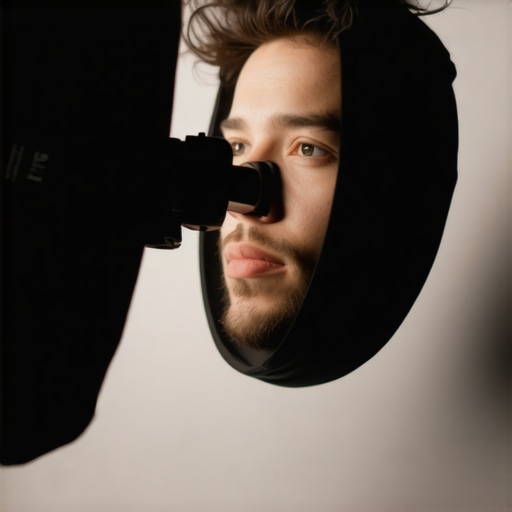 Close-up studio lighting setup with a softbox near the creator's face
