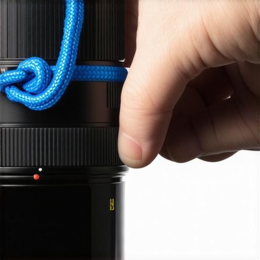 A close-up of a rubber band used on a camera lens ring to create smooth cinematic zoom movements.