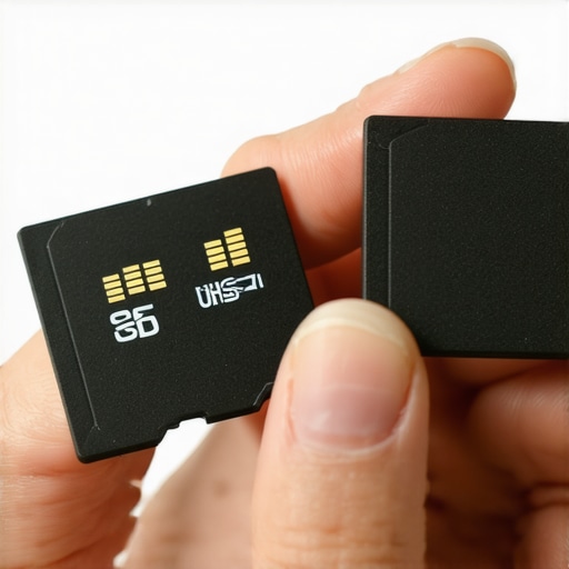 Close up of two SD cards showing the differences in pin layout for speed and heat management.